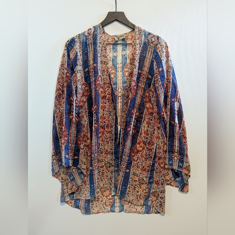 Show Me Your MuMu Multicolor Floral Kimono Wrap Excel Used Small Flowing Sheer